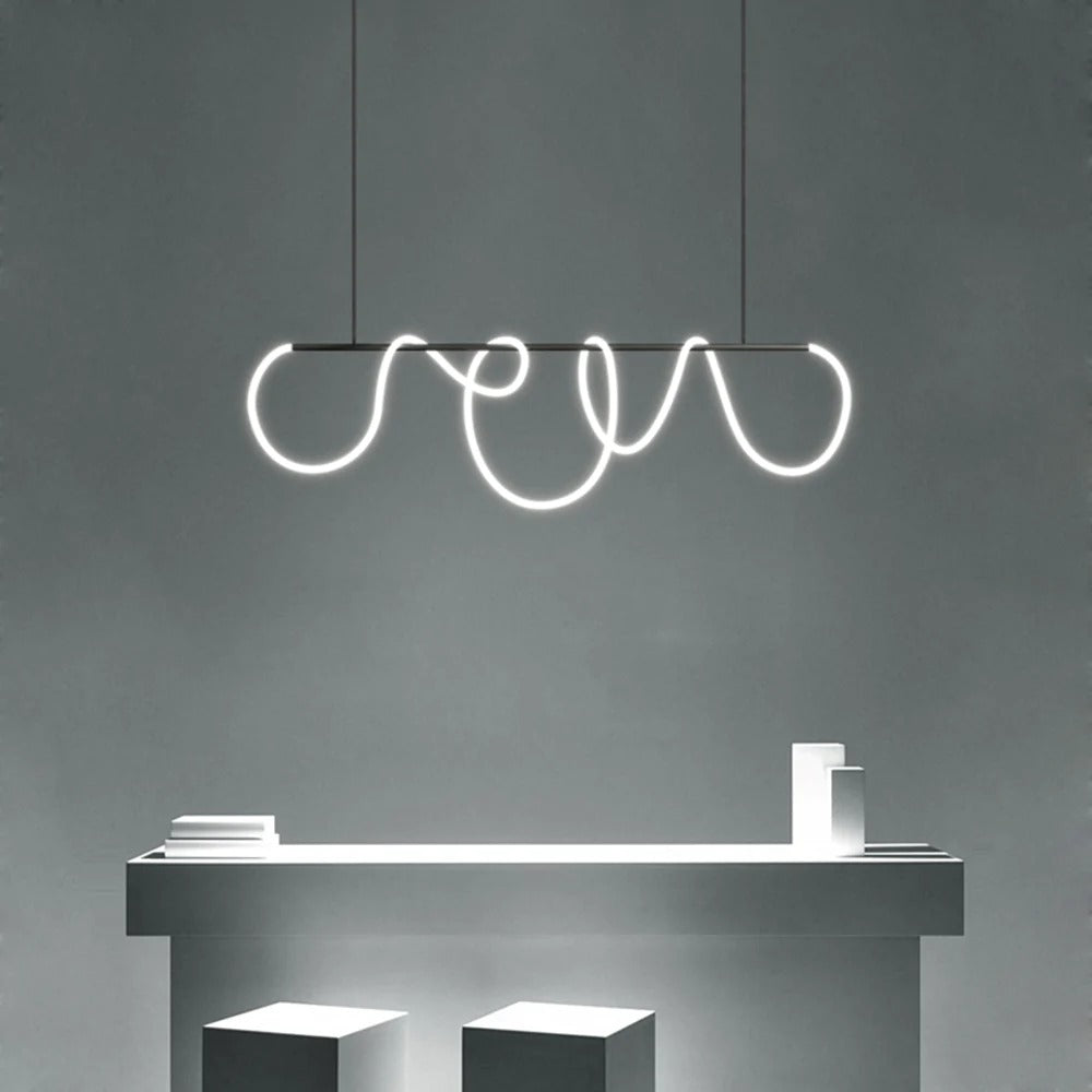 Arisha Suspension Courbe/linéaire LED Postmoderne, Métal, Or/Noir, Salon