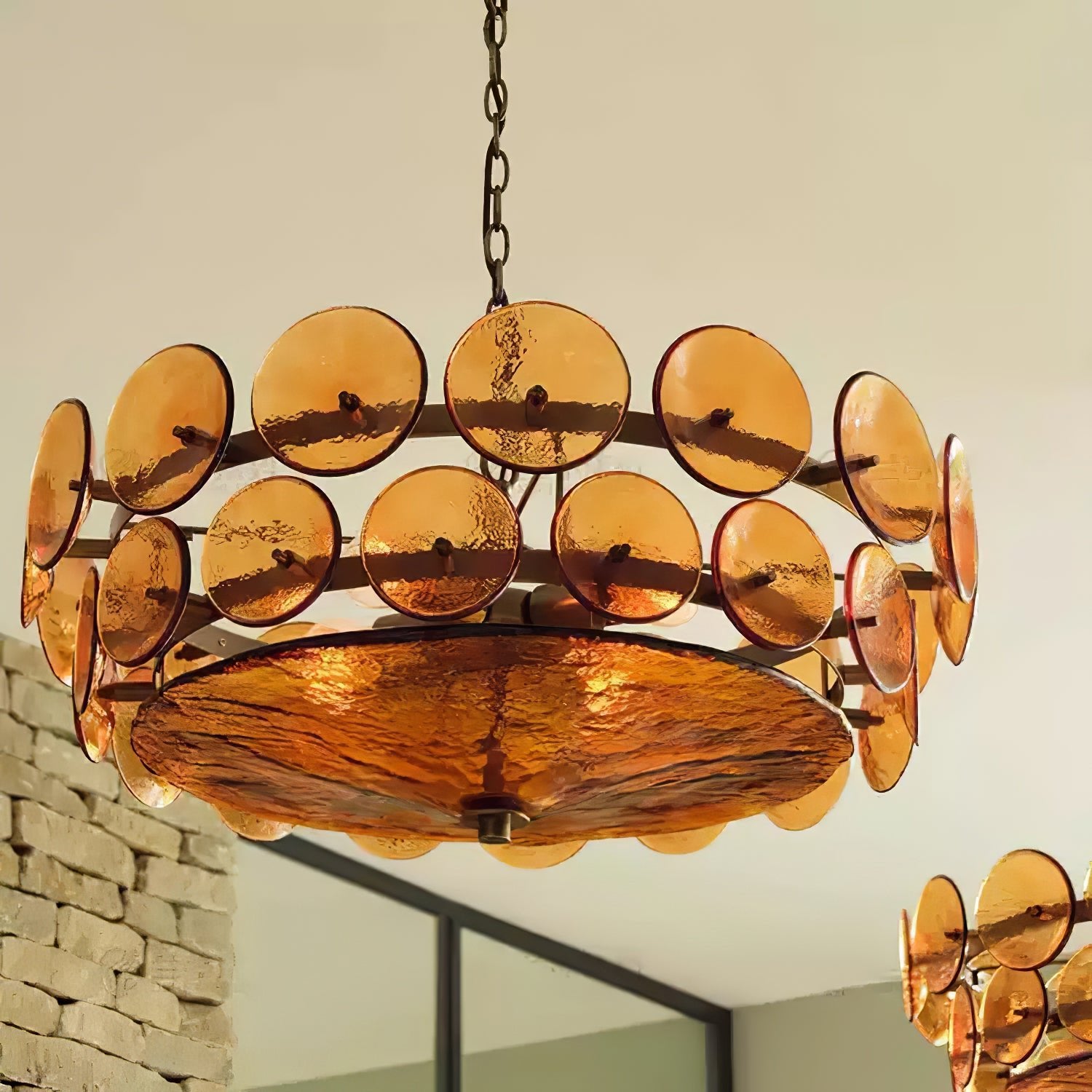 Aurora Chandelier Murano Glass Disc Vintage - Blowlighting