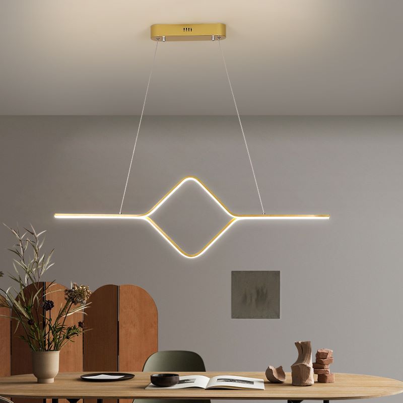 Arisha Suspension Linéaire Simple et Moderne, Métal/ Acrylique, Noir/Or, Salle à Manger