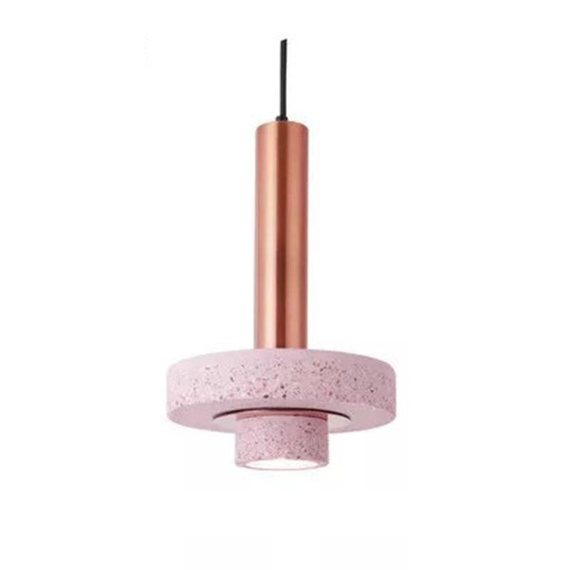 Arisha Suspension Cylindre Moderne, Métal/Pierre, Rose/Gris/Blanc/Bleu, Salle à Manger