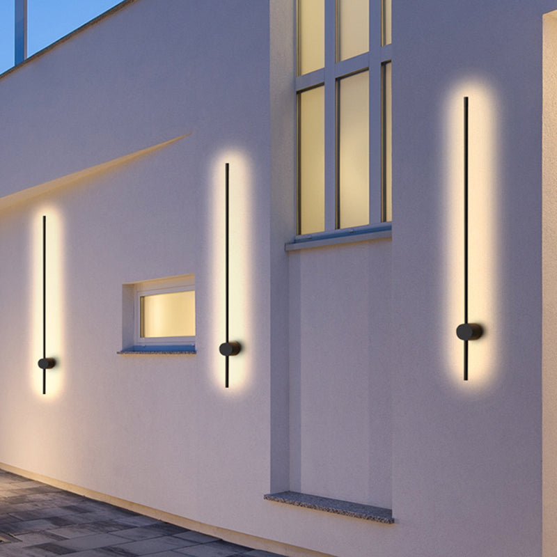 Ray Applique Murale d'Extérieur Minimaliste Linéaire LED, Métal, Noir, Jardin