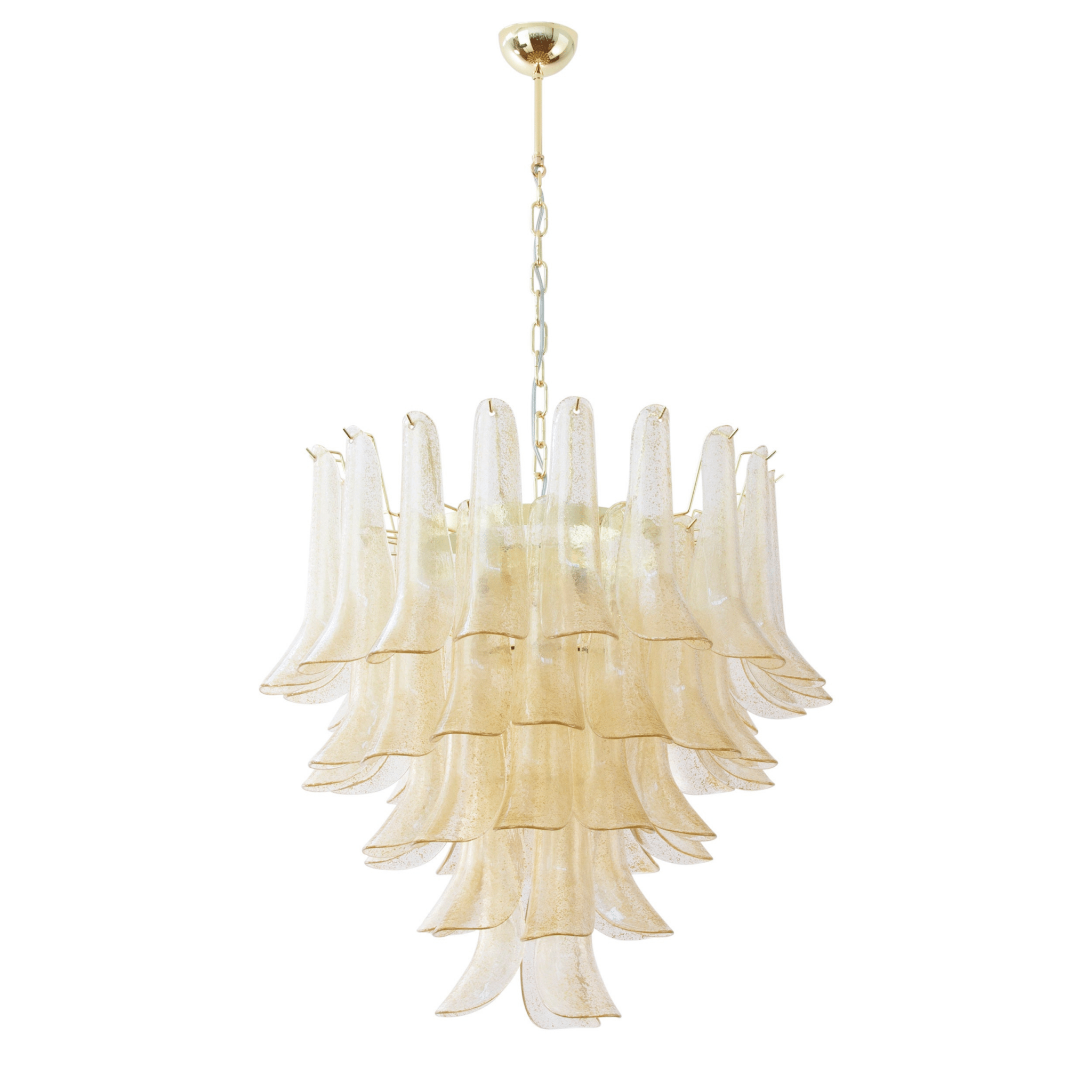 Aurora Chandelier Amber Lily Murano Glass Layered Centerpiece - Letslighting