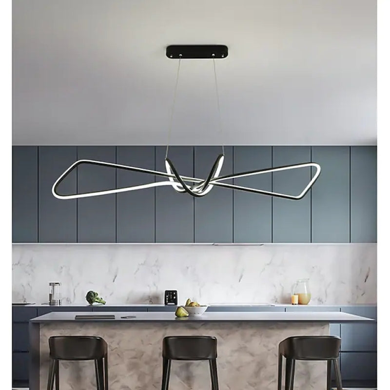 Arisha Suspension Minimalist Geometric Adjustable, Métal, Noir/Or, Salle à Manger