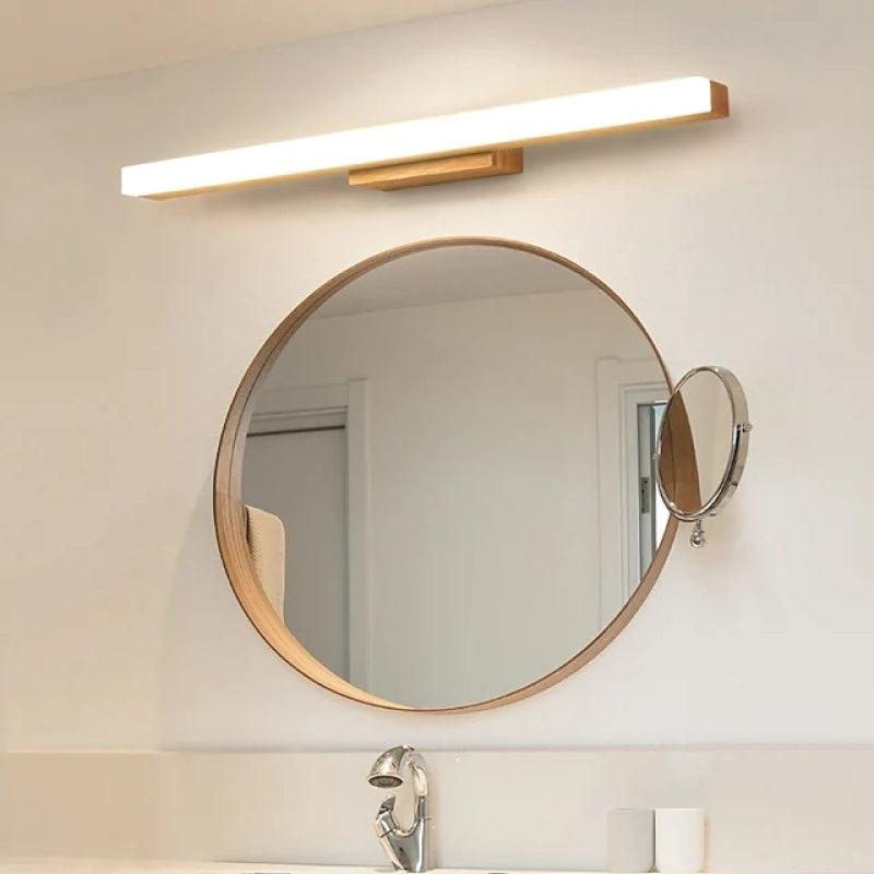 Arisha Applique Murale Miroir Linéaire Minimaliste, Bois, Noyer, Salon