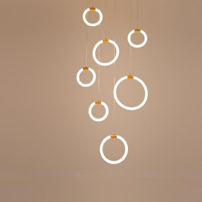 Valentina Luminaires Suspension LED Anneau Simple, Métal, Or, Salon