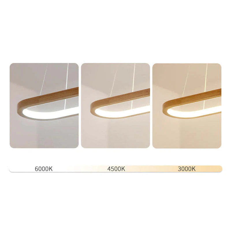 Muto Suspension Ellipse Moderne, Bois/Acrylique, Bois, Salon
