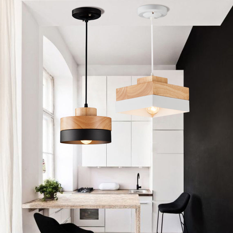 Valentina  Suspension, Métal/Bois, Noir/Blanc, Salle à Manger/Salon
