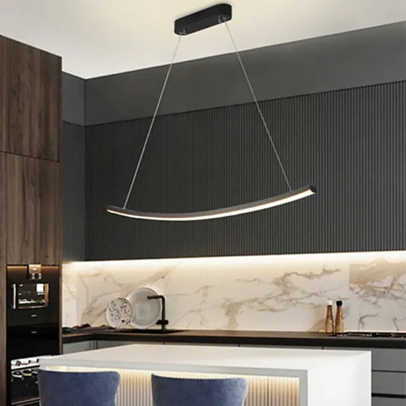 Arisha Suspension Linéaire Minimaliste, Aluminium/Gel de silice, Noir, Salon
