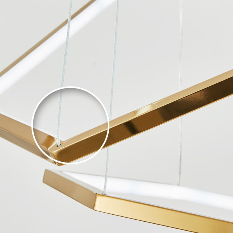 Ray Suspension Géométrique Contemporain, Métal, Doré, Salon/Chambre à Coucher