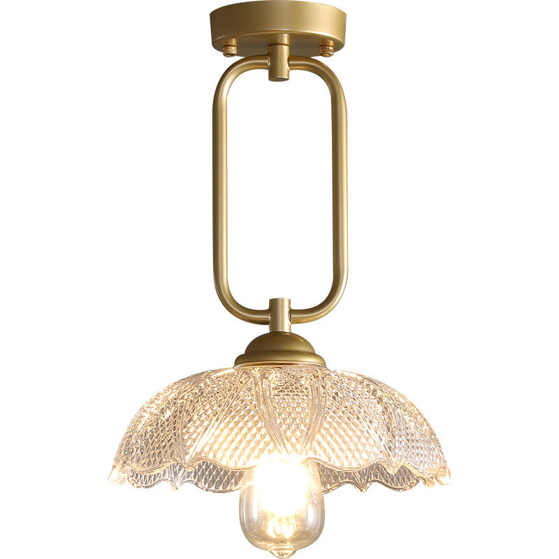 Arisha Plafonnier Fleur Moderne, Métal/Verre, Doré, Salon