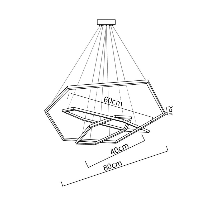 Ray Suspension Géométrique Contemporain, Métal, Doré, Salon/Chambre à Coucher
