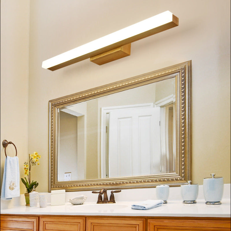 Arisha Applique Murale Miroir Linéaire Minimaliste, Bois, Noyer, Salon
