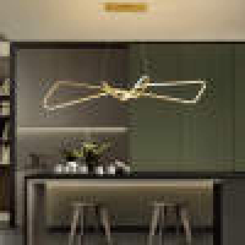Arisha Suspension Minimalist Geometric Adjustable, Métal, Noir/Or, Salle à Manger