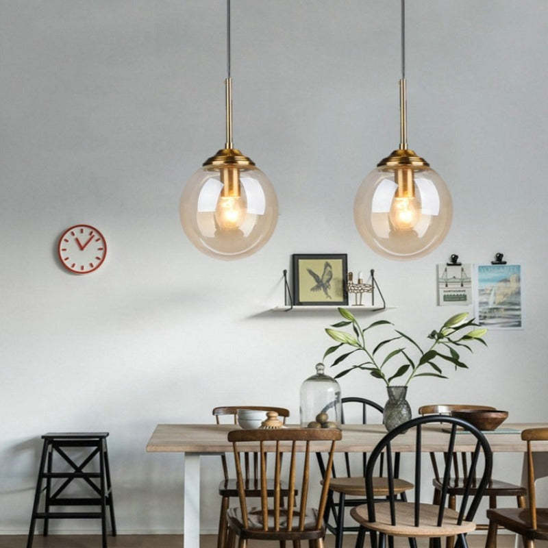Valentina Luminaires Suspension Verre Transparent Ambre
