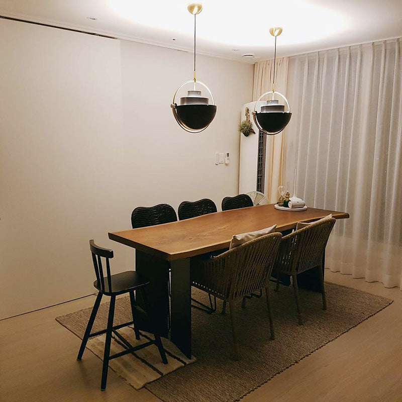 Arisha Luminaires Suspension LED Anneau Rétro Métal Chrome/Or Salon