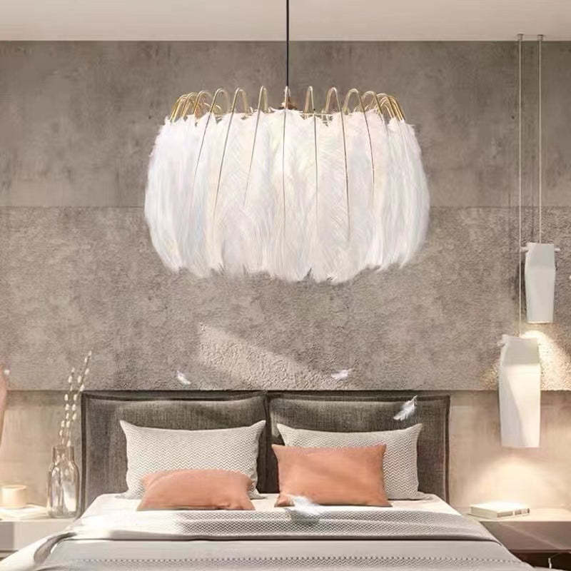 O'Moore Suspension Elegant Feather, Noir/Blanc, Chambre/Salon