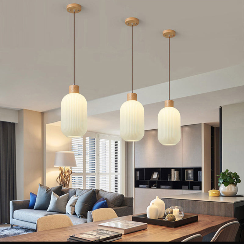 Muto Luminaires Suspension LED Moderne Bois/Verre Salon/Salle à manger