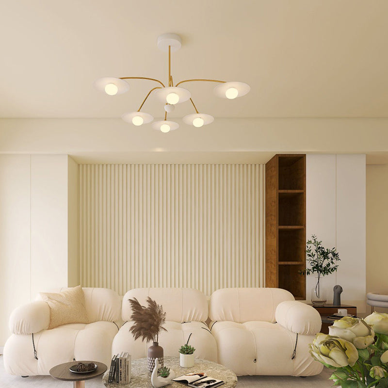 Arisha Suspension Fleur Art Déco,  Métal/Verre, Blanc, Salon