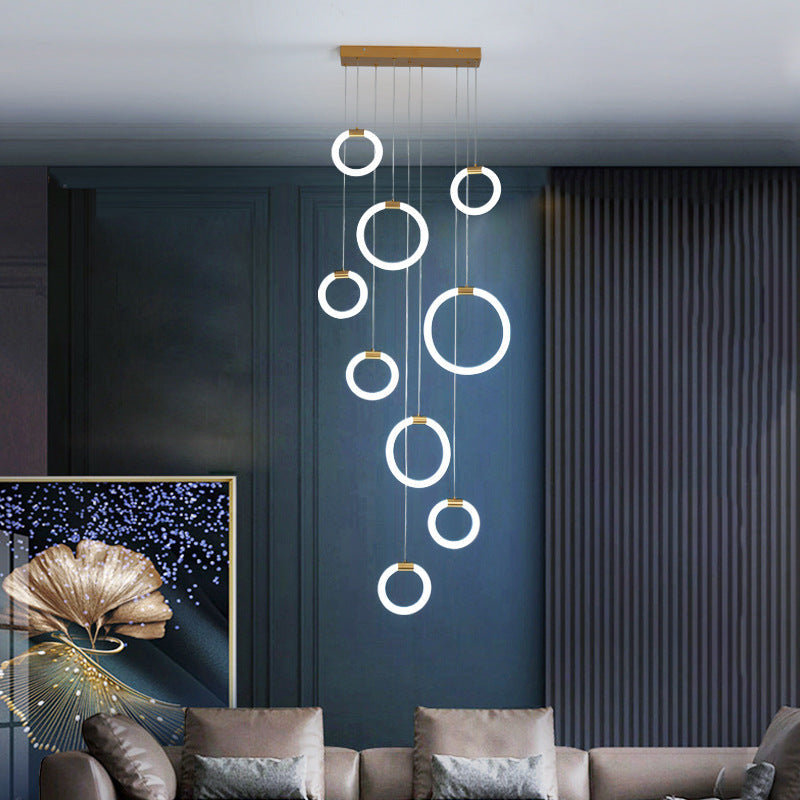Valentina Luminaires Suspension LED Anneau Simple, Métal, Or, Salon