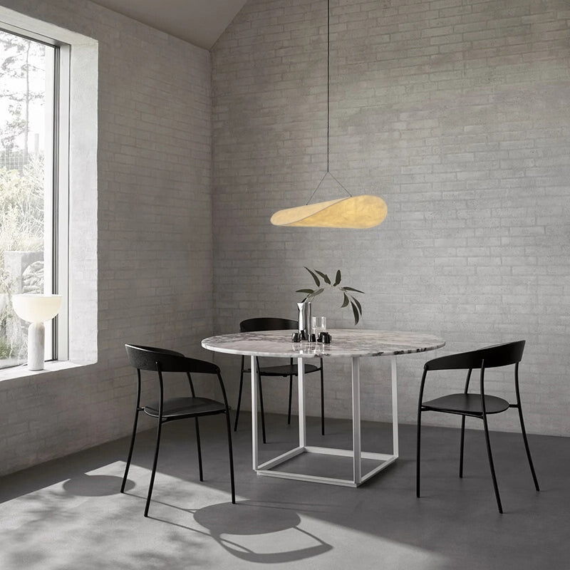 Ritta Suspension Géométrique Moderne Soie, Blanc, Salon