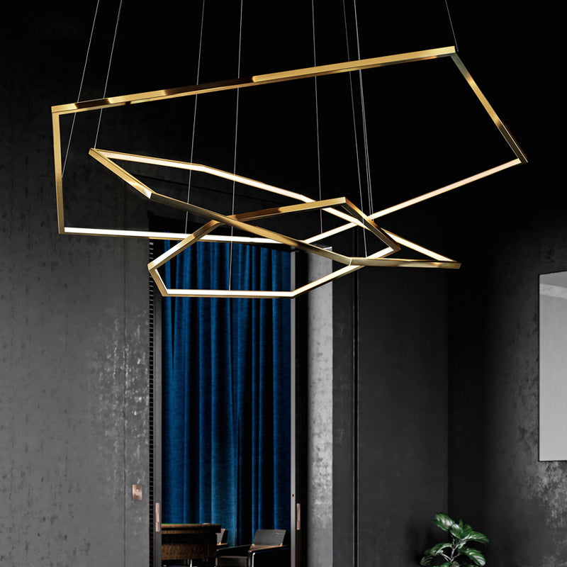 Ray Suspension Géométrique Contemporain, Métal, Doré, Salon/Chambre à Coucher