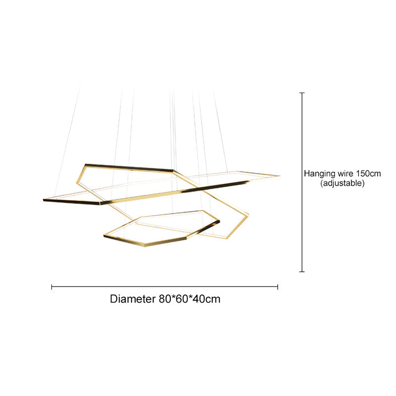 Ray Suspension Géométrique Contemporain, Métal, Doré, Salon/Chambre à Coucher