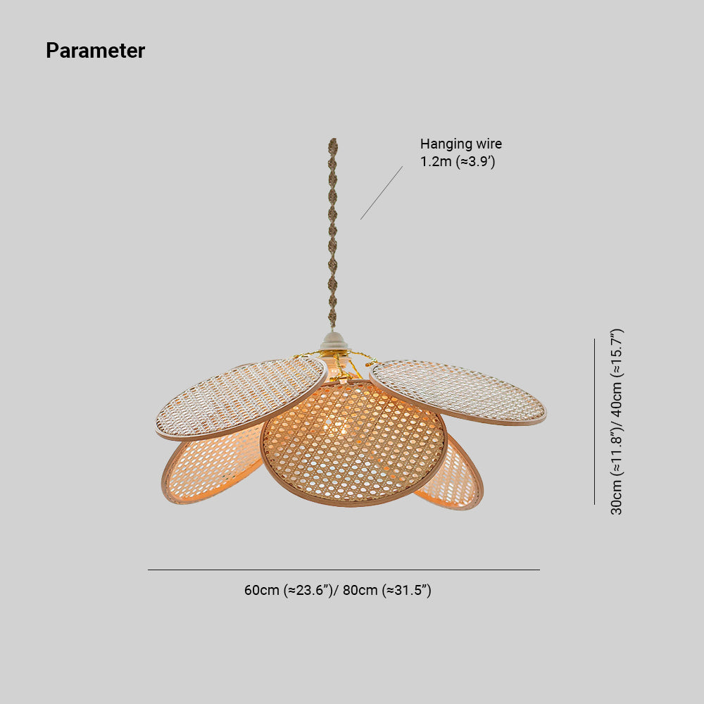Ritta Suspension Petale Naturelle, Metal/Rotin, Bois, Chambre à Coucher