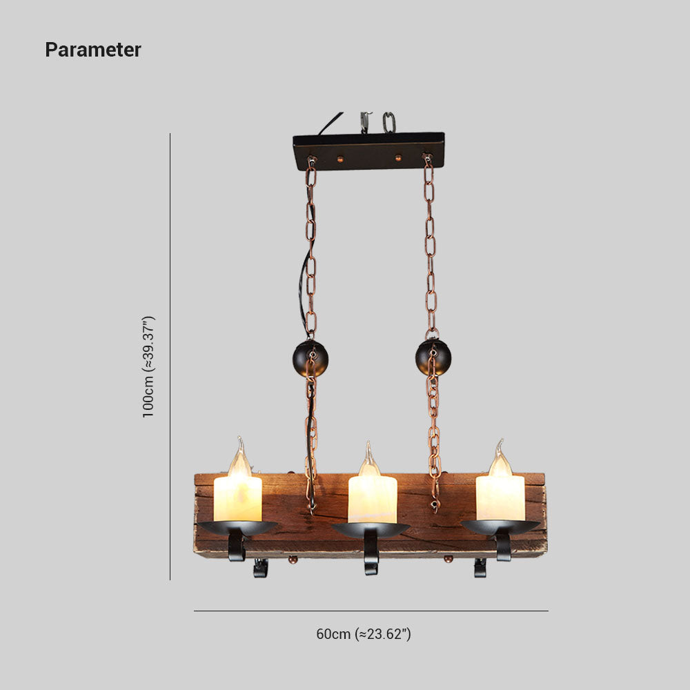 Epoch Suspension Sectangulaire Vintage, Metal/Bois, Marron, Salon