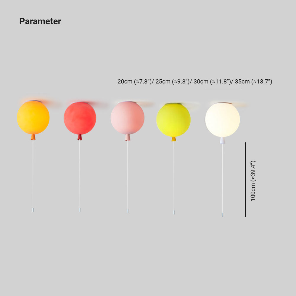 Aria Plafonnier Ballon Moderne, Accylique, Blanc/Jaune/Orange/Rouge/Rose, Chambre