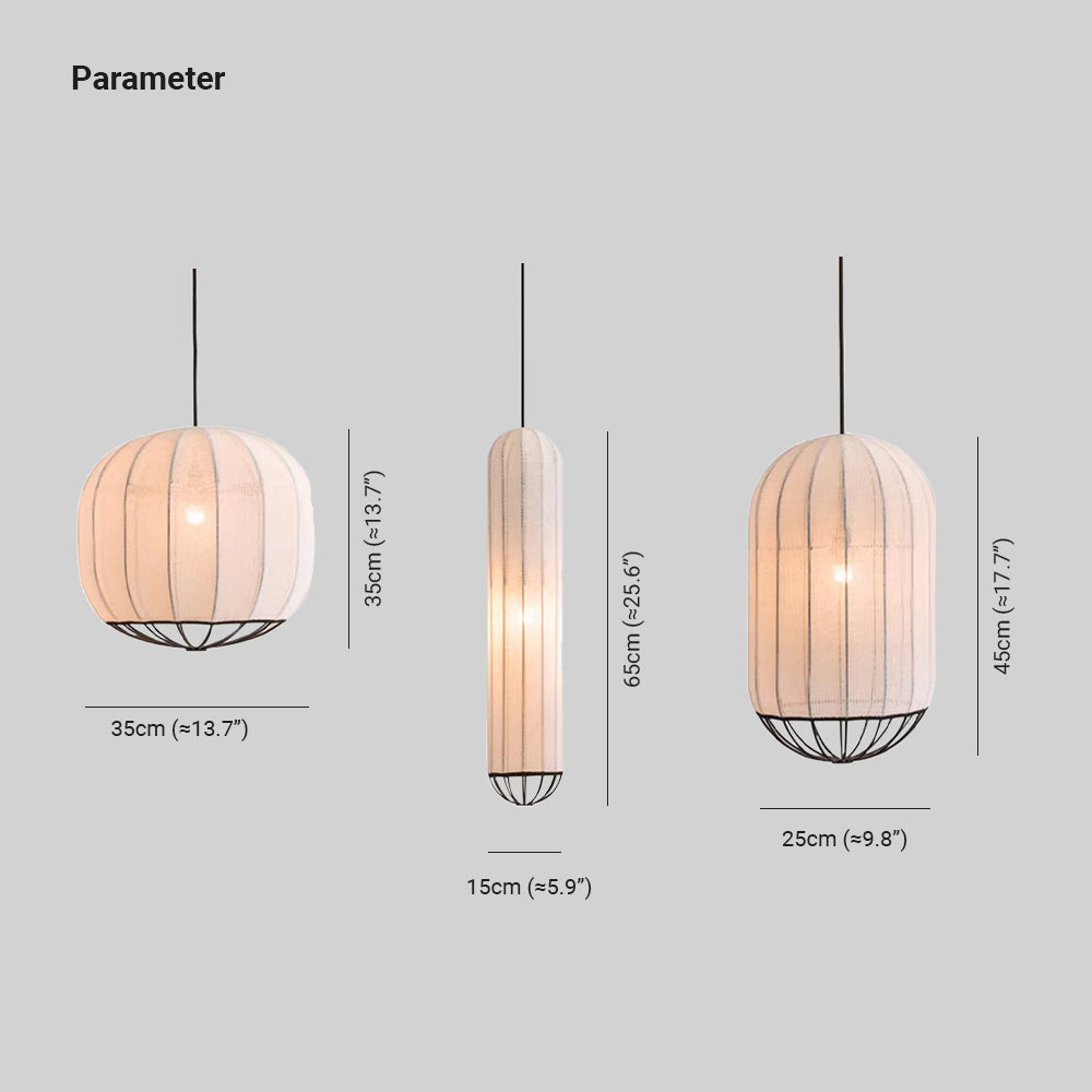 Ritta Suspension Vintage, Métal/Tissu, Blanc/Noir, Salon