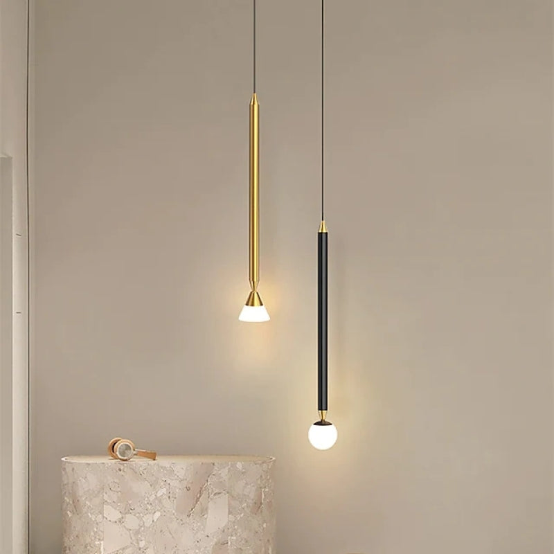 Arisha Suspension Cylindre Simple, Métal/Verre, Noir/Doré, Salon