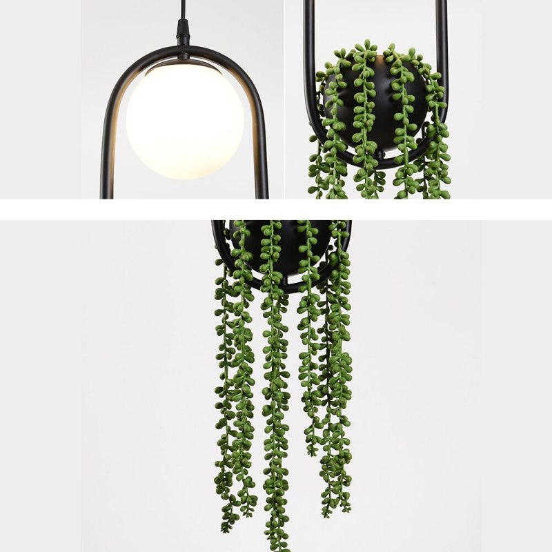 Ritta Suspension Globe Simple, Métal/Acrylique, Noir/Blanc, Chambre à Coucher/Cuisine