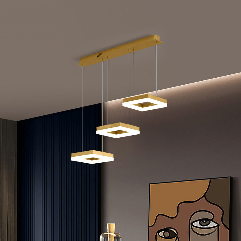Arisha Suspension Rectangulaire Moderne, Metal/Acrylique, Or, Bureau