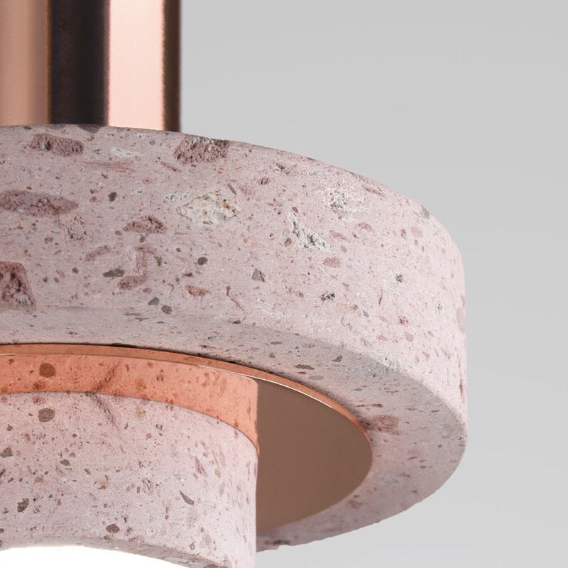 Arisha Suspension Cylindre Moderne, Métal/Pierre, Rose/Gris/Blanc/Bleu, Salle à Manger