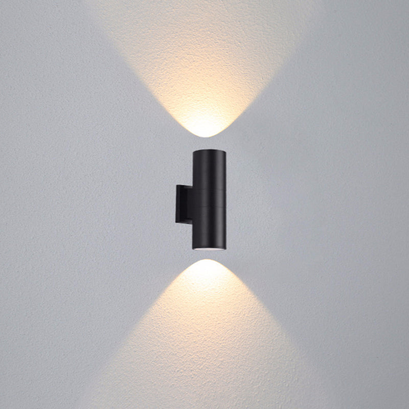 Ray Applique Extérieure Cylindre Simple, Verre, Noir, Cour