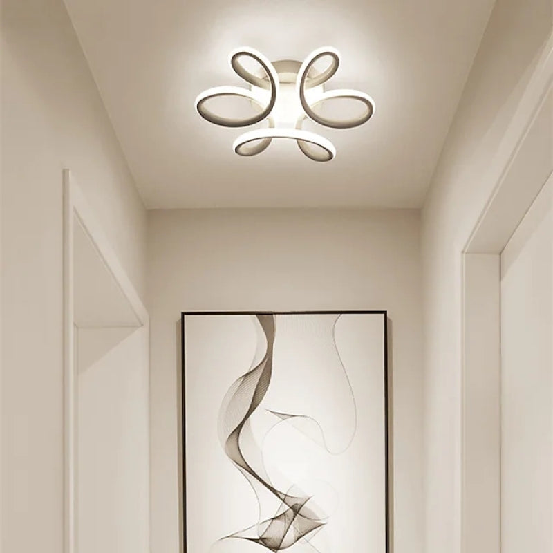 Arisha Plafonnier Linéaire Moderne, Métal, Noir/Blanc, Salon
