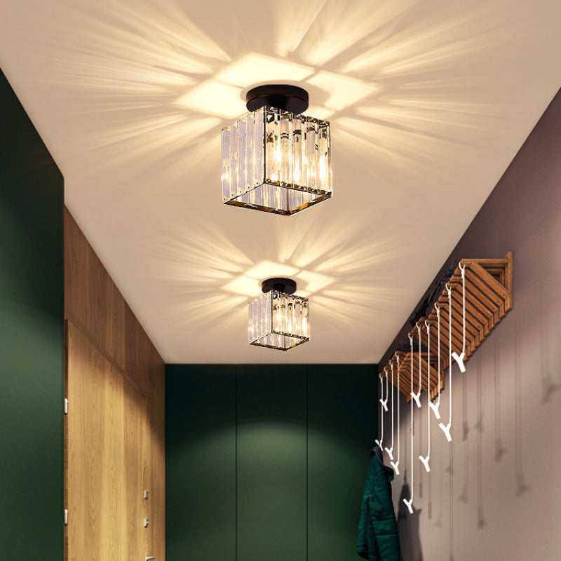 Kristy Plafonnier Carré/Rond Moderne,Cristal, Noir/Argent/Or, Salon