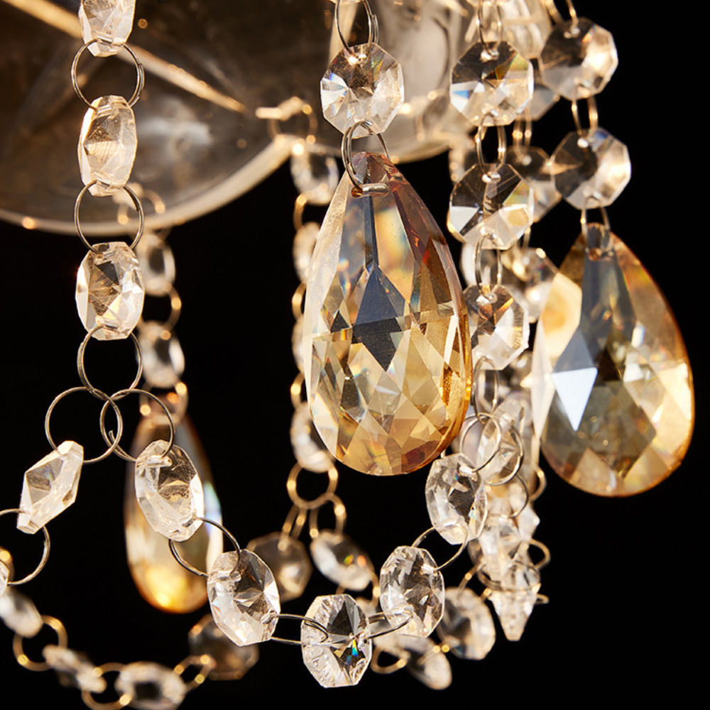 Kristy Rétro LED Cristal Rond Suspension Or Verre Chambre À Coucher