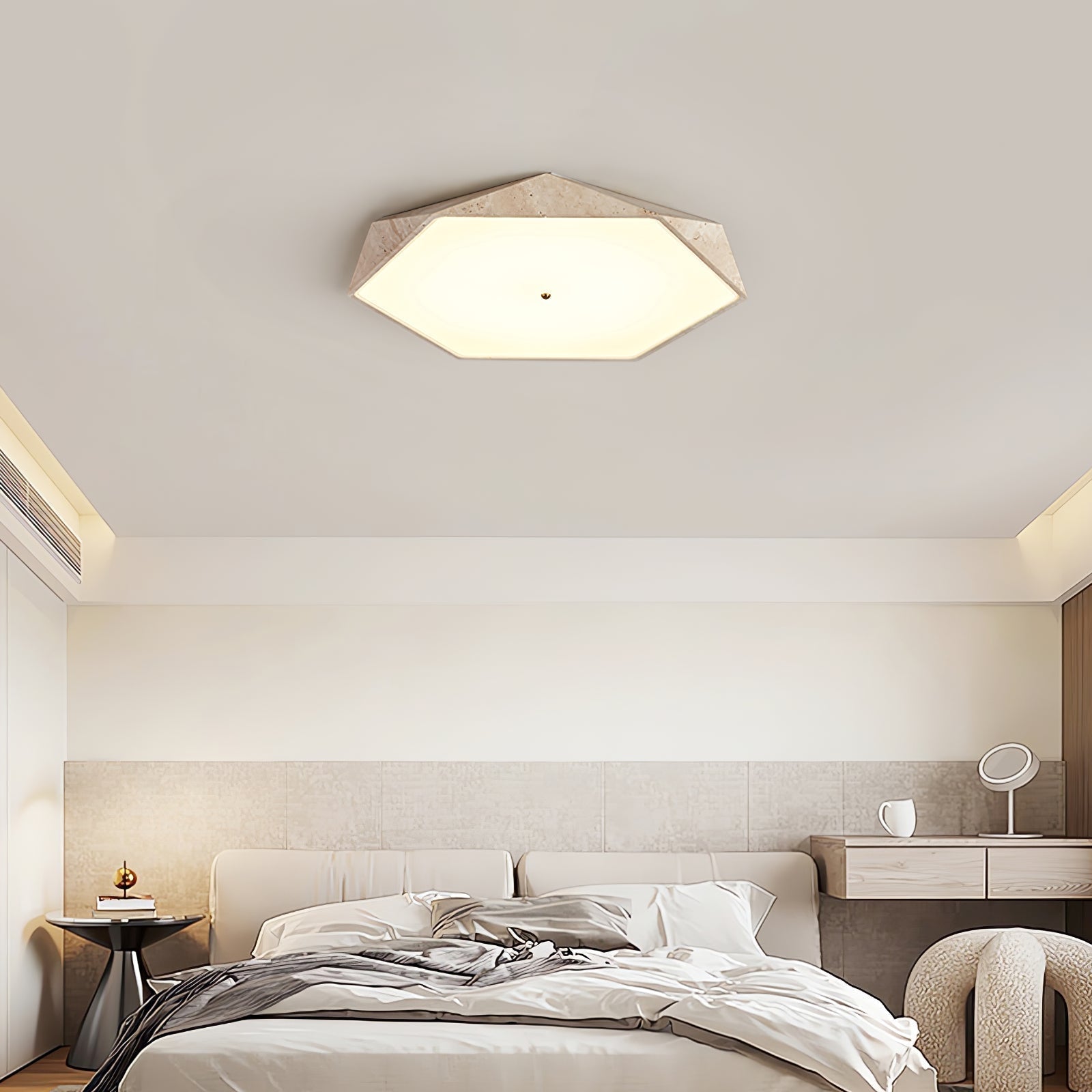 Hexagonal Travertine Ceiling Light - Letslighting