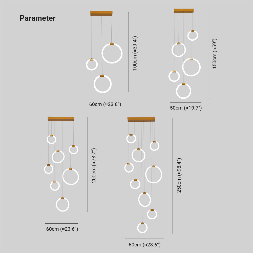Valentina Luminaires Suspension LED Anneau Simple, Métal, Or, Salon