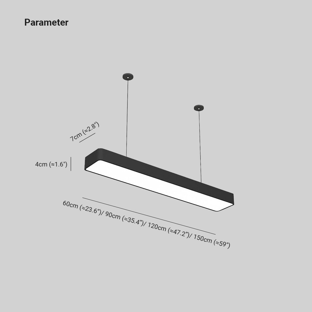 Ray Moderne Suspension Rectangulaire Noire
