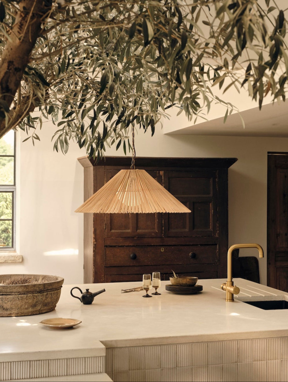 Anji Plafonnier Minimaliste en Bambou