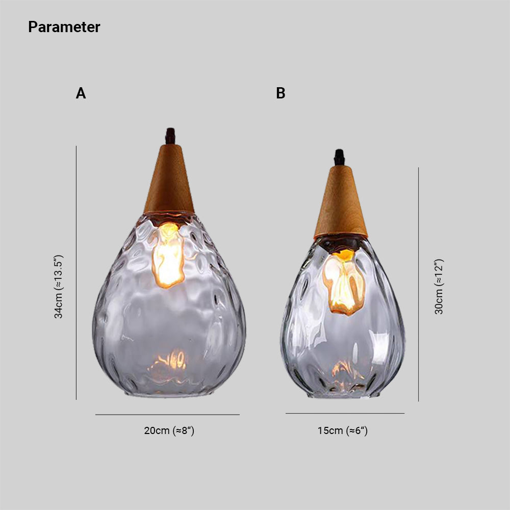 Arisha Vintage LED Suspension Ambre Verre Bois Chambre à coucher