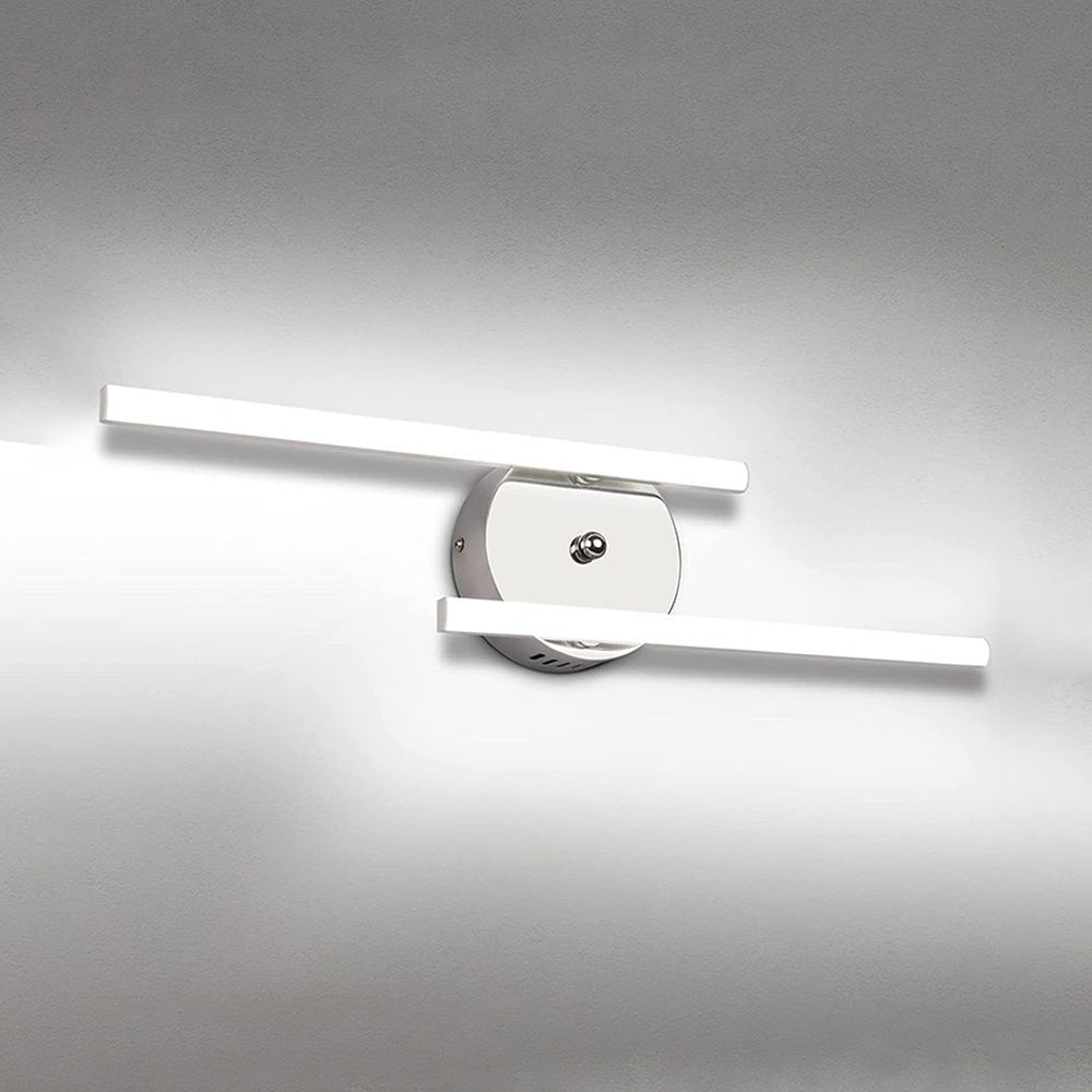 Ray Applique Murale à Miroir Design LED Linéaire Moderne Métal/Gel de Silice Noir/Argent Salle de Bain
