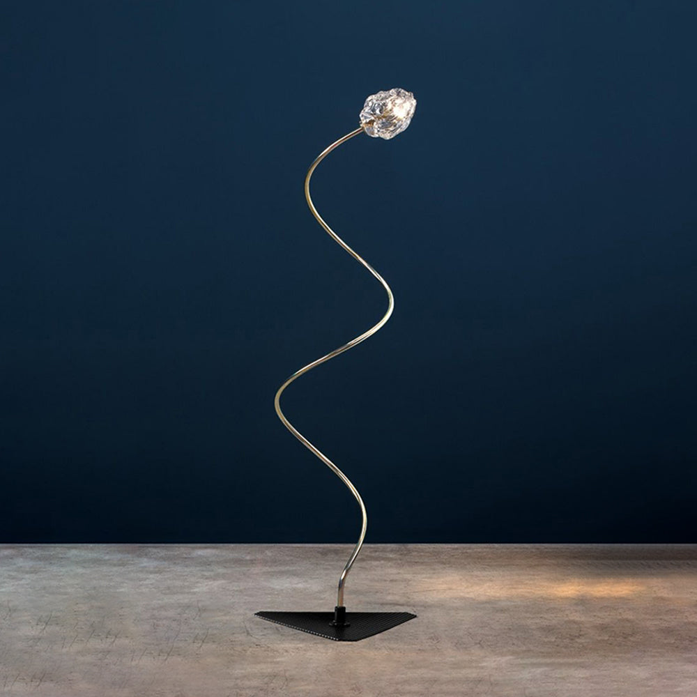 Arisha Lampe Extérieure au Sol Linéaire Simple, Métal/Verre, Or, Jardin