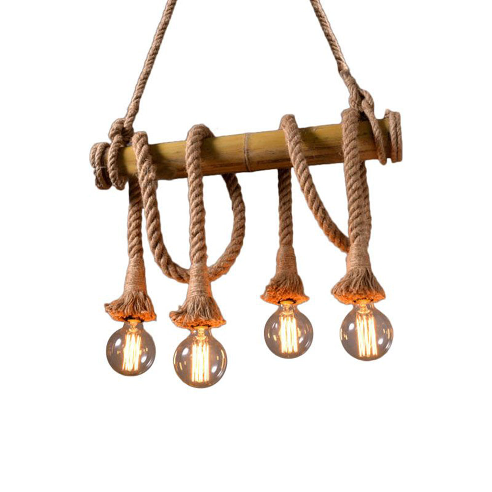 Silva Luminaires Suspensions Vintage LED Bambou/Métal Marron Salon/Chambre à Coucher