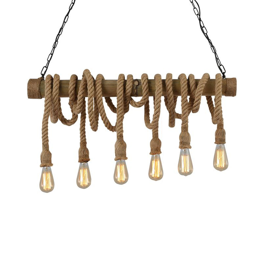 Silva Luminaires Suspensions Vintage LED Bambou/Métal Marron Salon/Chambre à Coucher