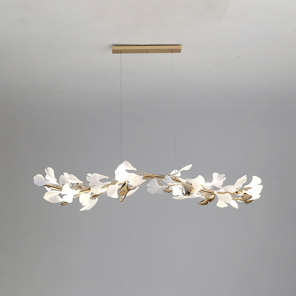 Olivia Luminaires Suspensions Feuille Moderne Céramique/Métal Doré/Blanc Bureau/Salle à Manger
