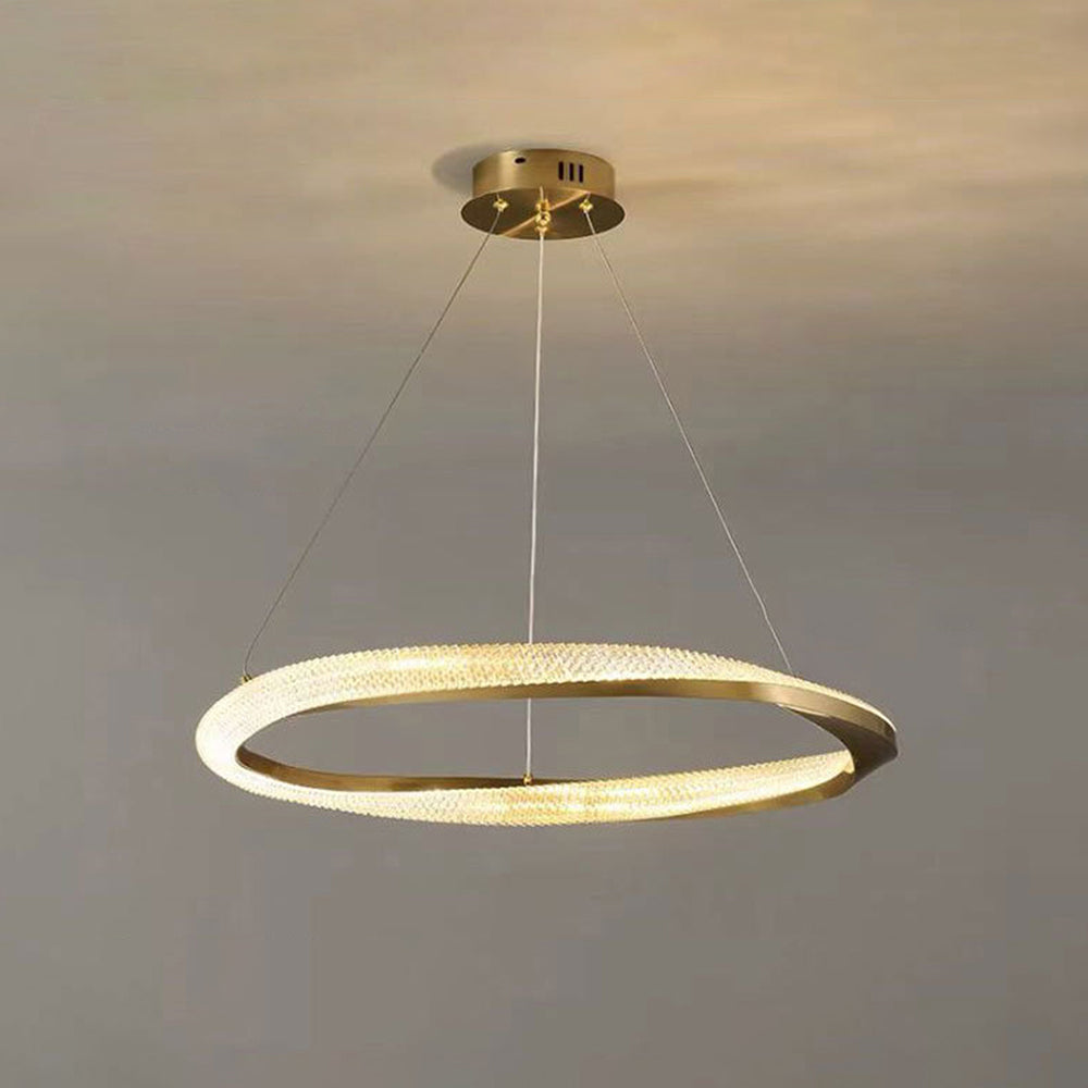 Kristy Luminaires Suspensions Anneau Moderne Métal Acrylique Noir/Cuivre Salon/Chambre à Coucher