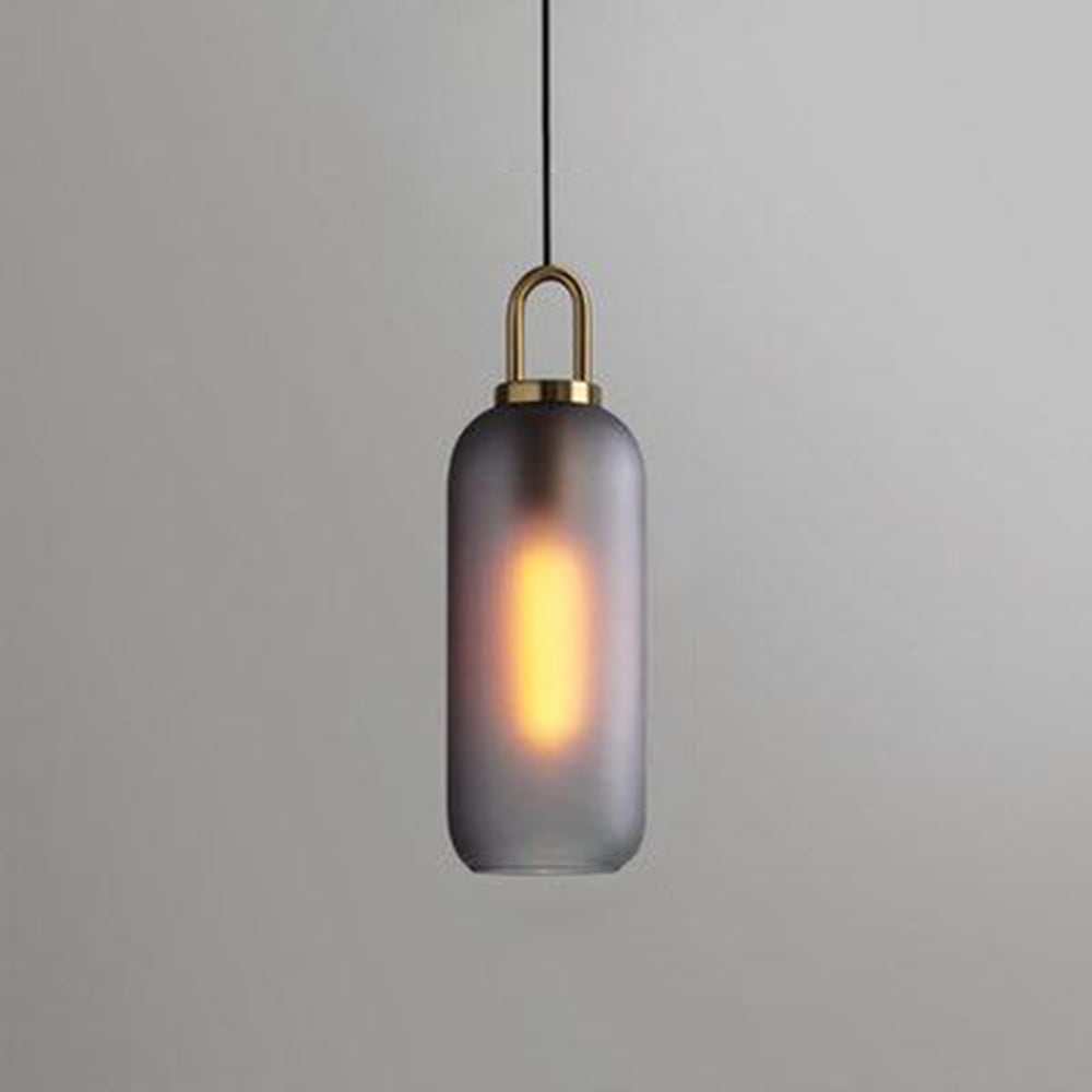 Valentina Luminaires Suspensions Cylindre Moderne Métal/Verre Gris Fumé/Clair Salon/Bureau